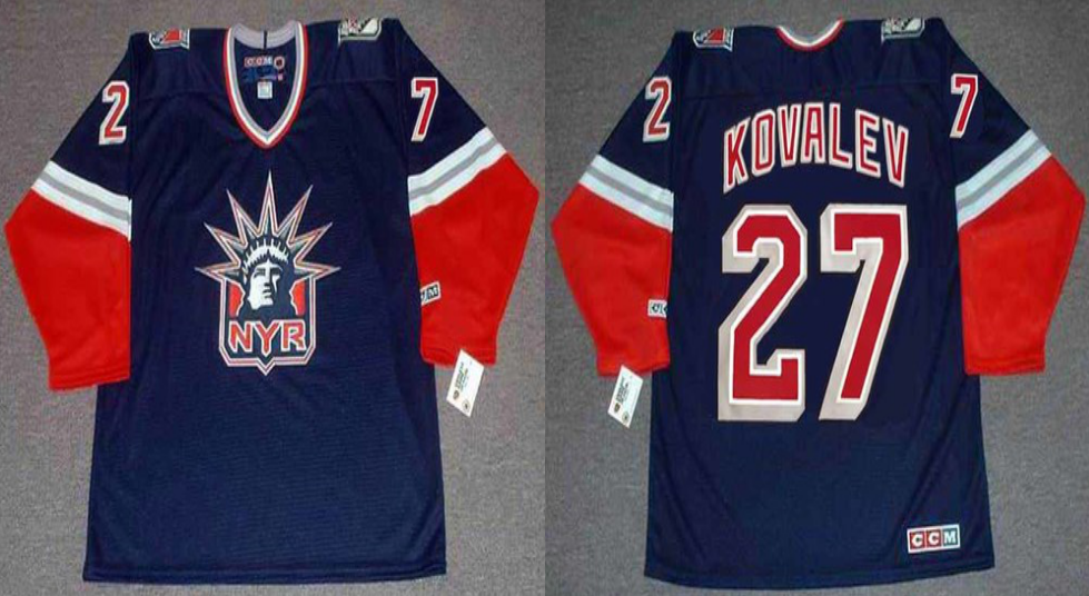2019 Men New York Rangers #27 Kovalev blue CCM NHL jerseys->new york rangers->NHL Jersey